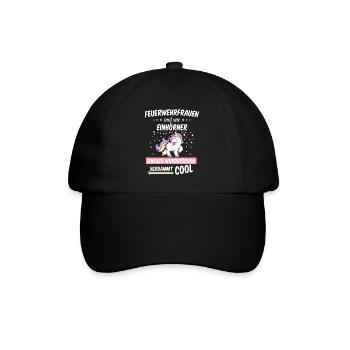 Feuerwehrfrau Feuerwehr Einhorn Beruf Spruch - Baseballkappe - Schwarz/Schwarz - Vorne