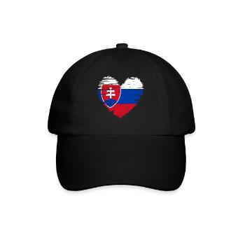 Slovakia Heart Flag Flag Coat of Arms - Baseball Cap - black/black - Front