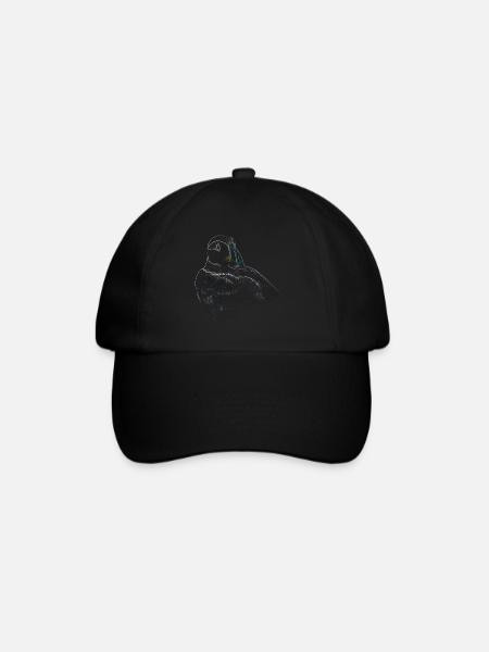 Papageientaucher-Portrait - Baseballkappe - Schwarz/Schwarz
