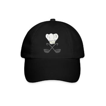 Chef's hat with soup ladles, cooking - Baseball Cap - black/black - Front