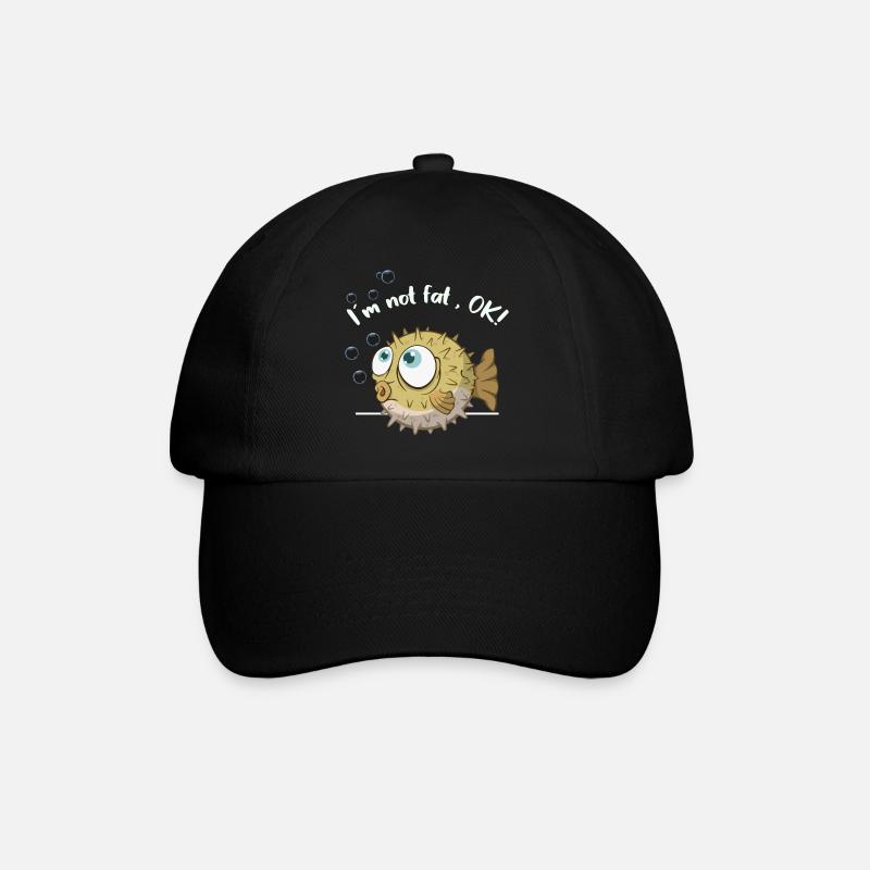 kugelfisch fluffy not fat top fish pufferfish fugu - Baseballkappe - Schwarz/Schwarz