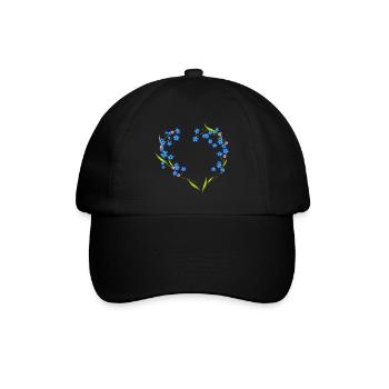 delicate forget-me-not frame in heart shape - Baseball Cap - black/black - Front