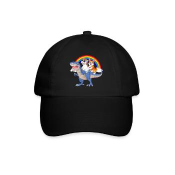 corgi et licorne chevauchant le dinosaure - Casquette classique - noir/noir - Devant