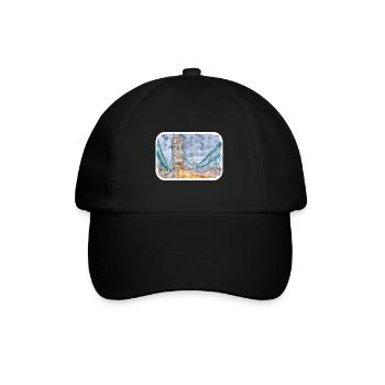 Uk Wahrzeichen Aquarell Skizze Gemälde Illustratio - Baseballkappe - Schwarz/Schwarz - Vorne