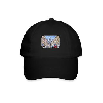 Londres UK Aquarelle Esquisse Dessinée à la Main Peinture - Casquette classique - noir/noir - Devant