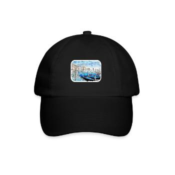 Venice Italy Watercolor Sketch Illustration - Baseball Cap - black/black - Front