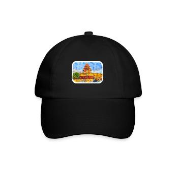 Peking China Aquarell Skizze Illustration - Baseballkappe - Schwarz/Schwarz - Vorne