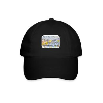 Prag Tschechien Aquarell Skizze Zeichnung - Baseballkappe - Schwarz/Schwarz - Vorne