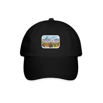New York Usa Watercolor Sketch - Baseball Cap - black/black - Front