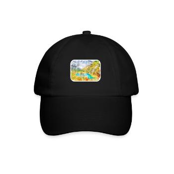 China Watercolor Sketch Hand Drawn Illustration - Baseball Cap - black/black - Front