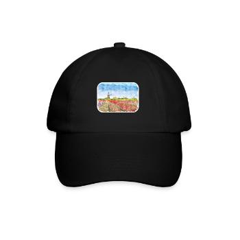 Pays-Bas Aquarelle Esquisse Dessinée Illustration - Casquette classique - noir/noir - Devant