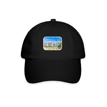 Frankreich Aquarellskizze Handgezeichnete Illustration - Baseballkappe - Schwarz/Schwarz - Vorne