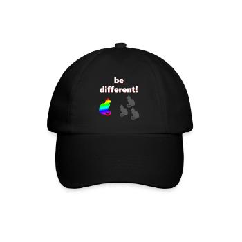 Be different, katzen Design, kluge Sprüche - Baseballkappe - Schwarz/Schwarz - Vorne