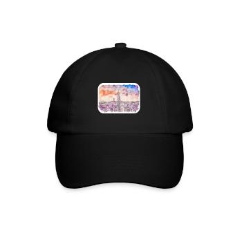 New York Usa Watercolor Sketch Drawing - Baseball Cap - black/black - Front