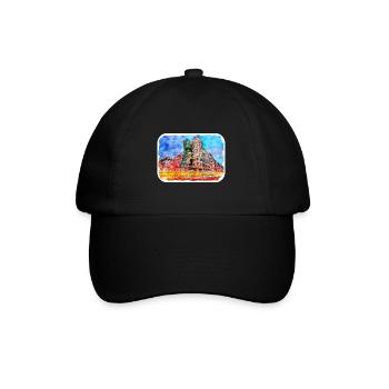 Prag Tschechien Aquarell Skizze Zeichnung - Baseballkappe - Schwarz/Schwarz - Vorne