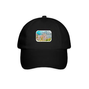 Italy Watercolor Sketch Hand Drawn Illustration - Baseball Cap - black/black - Front