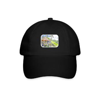 Indonesia Watercolor Sketch Hand Drawn Painting - Baseball Cap - black/black - Front
