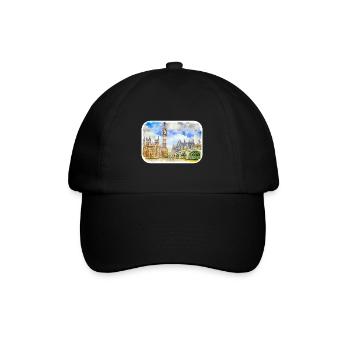 Londres UK Aquarelle Esquisse Dessinée à la Main Peinture - Casquette classique - noir/noir - Devant