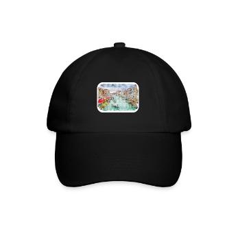 Italy Watercolor Sketch Hand Drawn Illustration - Baseball Cap - black/black - Front