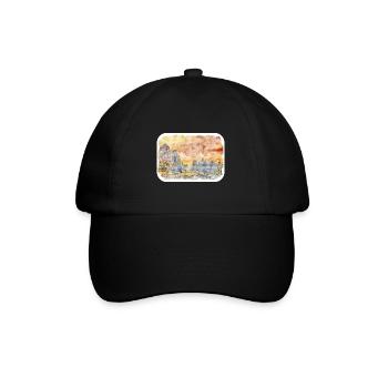 China Watercolor Sketch Hand Drawn Illustration - Baseball Cap - black/black - Front