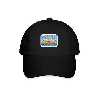 Australie Aquarelle Esquisse Dessinée à la Main Peinture - Casquette classique - noir/noir - Devant