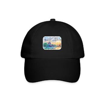 China Watercolor Sketch Hand Drawn Illustration - Baseball Cap - black/black - Front