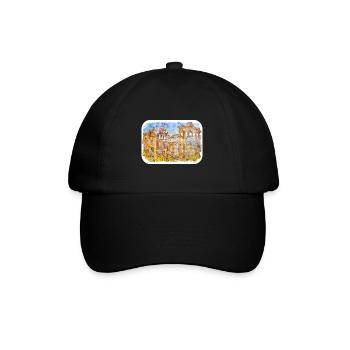 Rom Italien Aquarell Skizze Handgezeichnetes Gemälde - Baseballkappe - Schwarz/Schwarz - Vorne