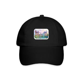 Pologne Repère Aquarelle Esquisse Dessin de peinture - Casquette classique - noir/noir - Devant