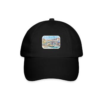 Venice Italy Watercolor Sketch Drawn Illustration - Baseball Cap - black/black - Front