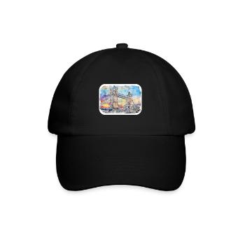 Londres UK Aquarelle Esquisse Dessinée à la Main Peinture - Casquette classique - noir/noir - Devant
