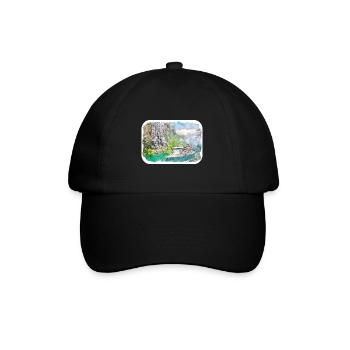 Norvège Aquarelle Esquisse Dessinée à la main Illustration - Casquette classique - noir/noir - Devant