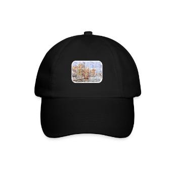 Pologne Repère Aquarelle Esquisse Dessin de peinture - Casquette classique - noir/noir - Devant