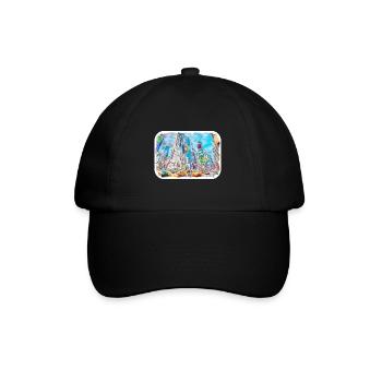 New York Usa Watercolor Sketch - Baseball Cap - black/black - Front