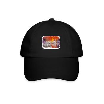 Lithuania Landmark Watercolor Sketch Illustration - Baseball Cap - black/black - Front