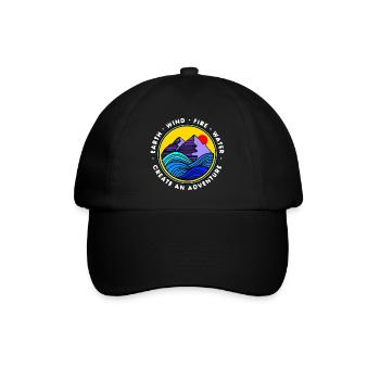 Natur Berge Wasser Sonne Illustration - Baseballkappe - Schwarz/Schwarz - Vorne