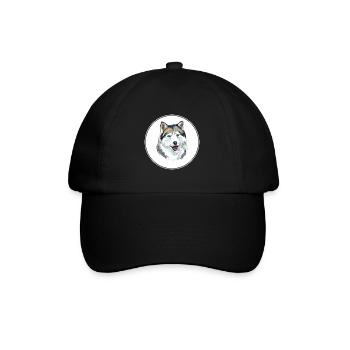 Alaskan Husky Dog Watercolor Sketch Illustration - Baseball Cap - black/black - Front