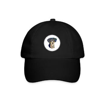 Eurohound Skandinavischer Hund Aquarell Illustration - Baseballkappe - Schwarz/Schwarz - Vorne