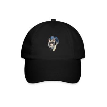 Osteuropäischer Schäferhund Aquarell Illustration - Baseballkappe - Schwarz/Schwarz - Vorne