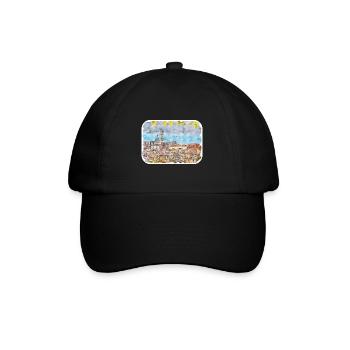 Tuscany Italy Watercolor Sketch Painting - Baseball Cap - black/black - Front