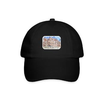 Pologne Repère Aquarelle Esquisse Dessin de peinture - Casquette classique - noir/noir - Devant