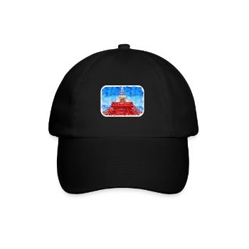 Paris France Watercolor Sketch Drawn Painting - Baseball Cap - black/black - Front