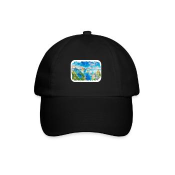 Norvège Aquarelle Esquisse Dessinée à la main Illustration - Casquette classique - noir/noir - Devant
