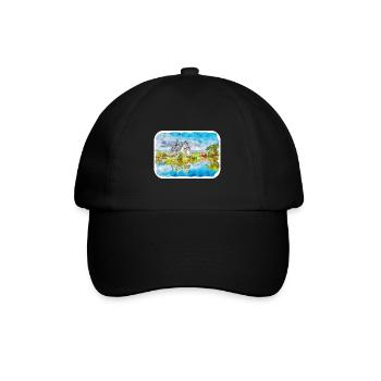 Thaïlande Aquarelle Esquisse Dessinée à la Main Illustration - Casquette classique - noir/noir - Devant