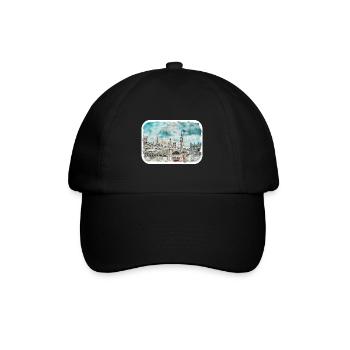 Uk Wahrzeichen Aquarell Skizze Gemälde Illustratio - Baseballkappe - Schwarz/Schwarz - Vorne