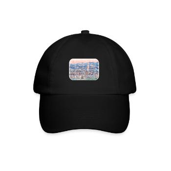 Busan South Korea Watercolor Sketch Illustration - Baseball Cap - black/black - Front