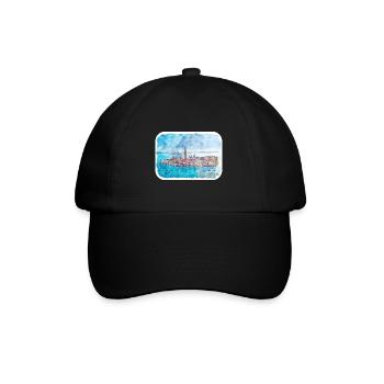 Italy Watercolor Sketch Hand Drawn Illustration - Baseball Cap - black/black - Front