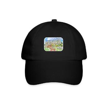 England UK Watercolor Sketch Drawn Illustration - Baseball Cap - black/black - Front