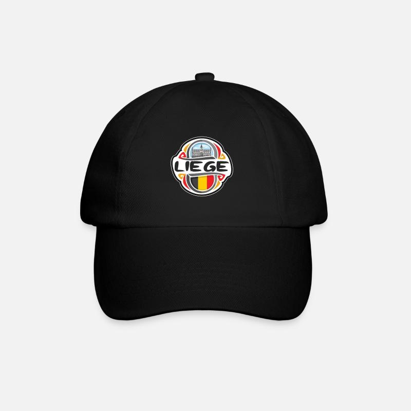 Lüttich Belgien Flagge Abzeichen Reise Souvenir Briefmarke - Baseballkappe - Schwarz/Schwarz