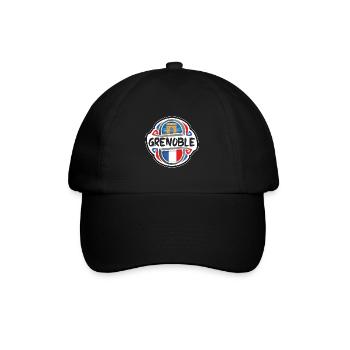 Grenoble France Flag Badge Travel Souvenir Stamp - Baseball Cap - black/black - Front