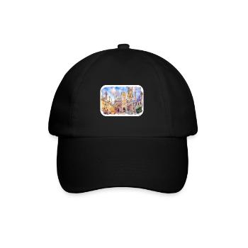 Uk Wahrzeichen Aquarell Skizze Gemälde Illustratio - Baseballkappe - Schwarz/Schwarz - Vorne